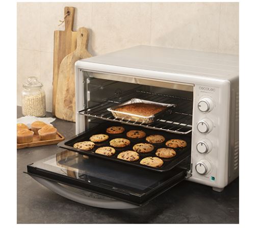 Mini horno  Cecotec Bake & Toast 570, 26 l, 1500W, Luz interior, Piedra  para Pizza y Convección, Negro