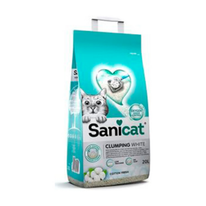 Arena Aglomerante Sanicat Absorbente White Cotton Fresh para Gato 20L